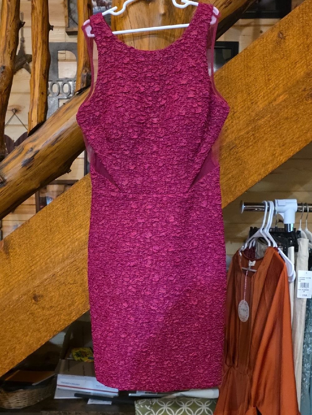 Adrianna Papell Textured Berry Lace Sheath Dress